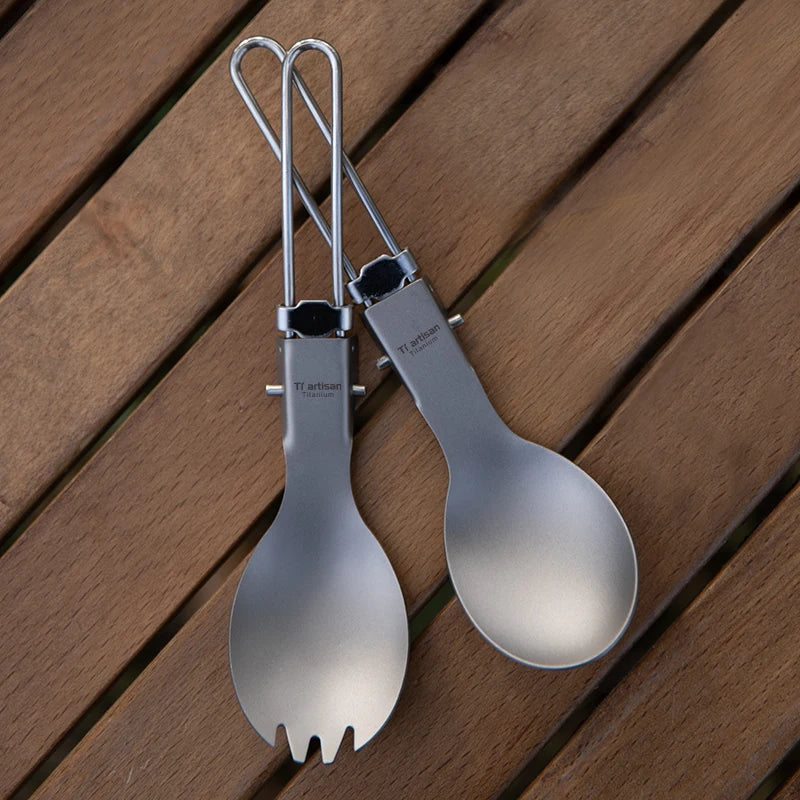 TIARTISAN Titanium Foldable Cutlery Set for Camping and Hiking
