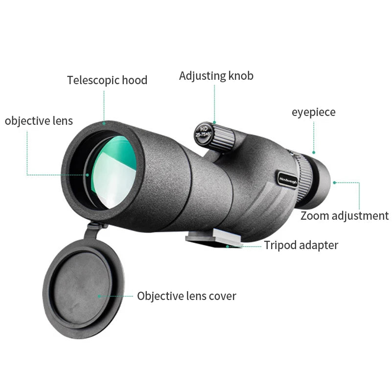 LOERSTON C8009 25-75x60 HD Spotting Scope for Birdwatching and Camping
