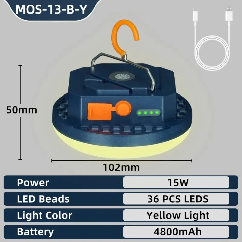 MOSLIGHTING Rechargeable Camping Lantern - 13500mAh Magnetic Tent Light with USB Charging