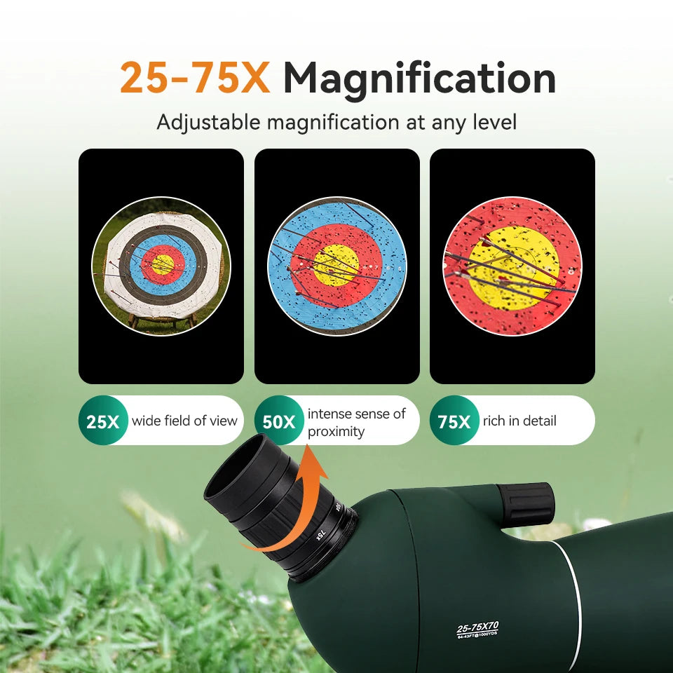 SVBONY SV28 Spotting Scope – 25-75x Zoom, Waterproof Long Range Telescope