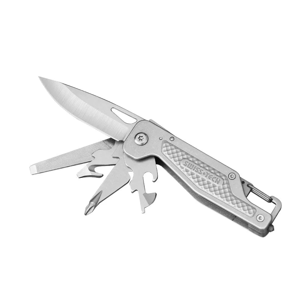 SWISS TECH 11-in-1 Stainless Steel Folding Multi Knife Compact Outdoor Pocket Tool