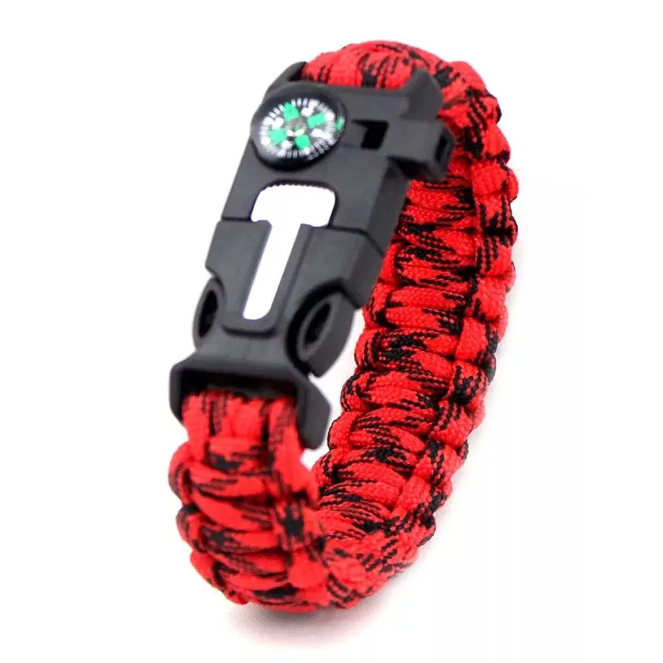 Survival Paracord Bracelet – Military Emergency Parachute Cord with Whistle & Compass