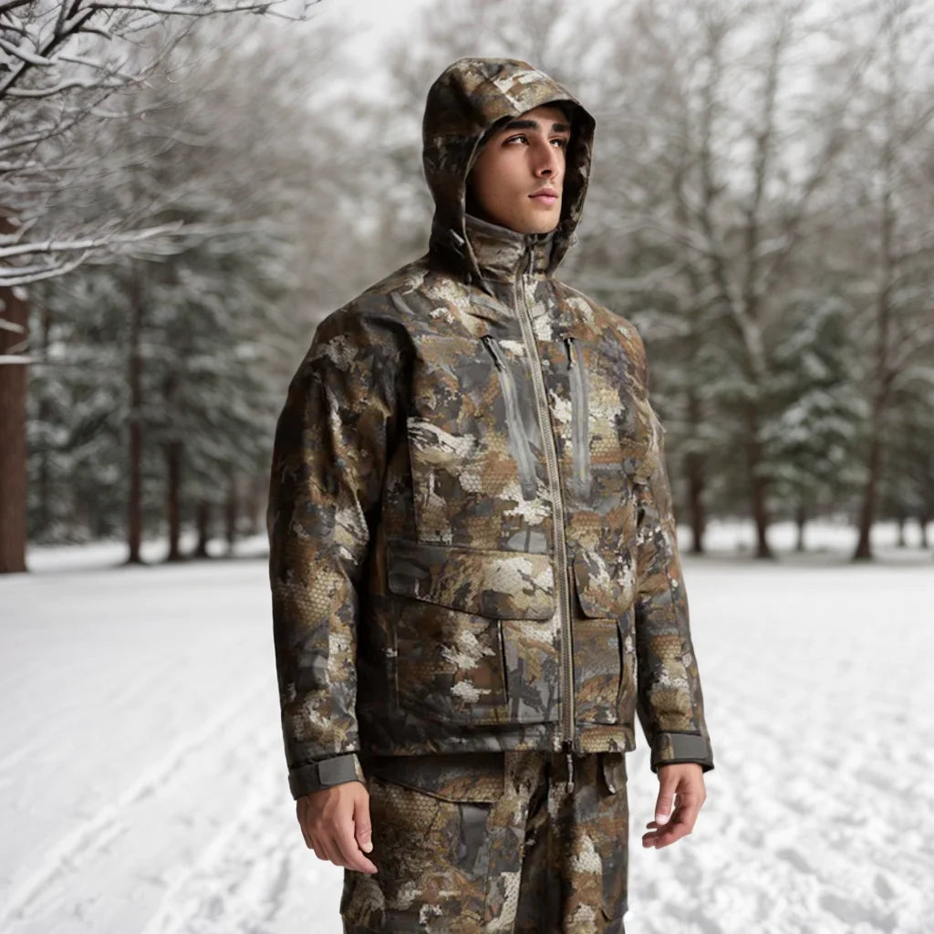 AINFAD Men's Hudson Waterproof Insulated Hunting Jacket - Winter Camouflage Coat with Stretch Technology
