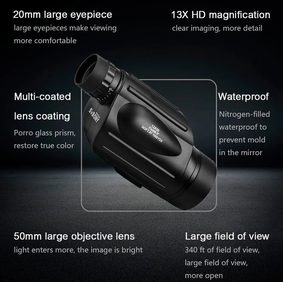 SVBONY SV49 Monocular 13X50 Waterproof for Travel and Hunting