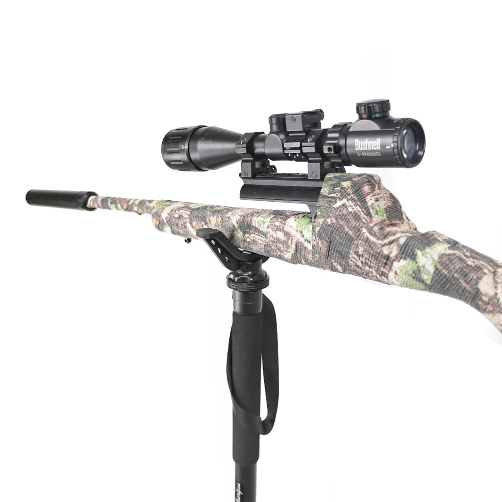 HUNTPAL Tactical Hunting Monopod – Adjustable Aluminium V Yoke Shooting Stick with Tripod Base