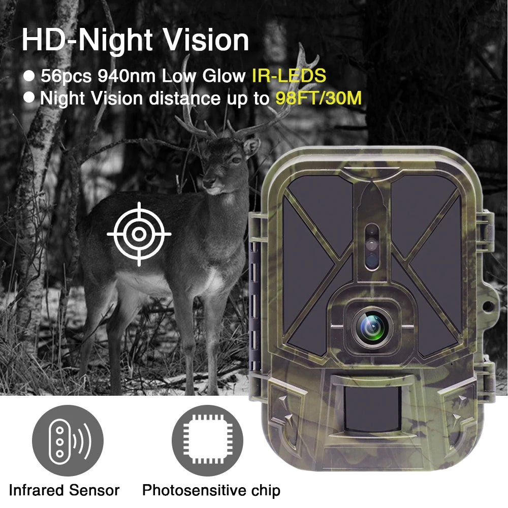 SUNTEKCAM 4K 30MP WiFi Trail Camera with Bluetooth, Night Vision & 10000mAh Battery