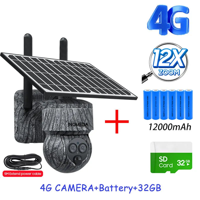 INQMEGA 8MP Solar Security Camera – 4G SIM/WiFi Outdoor CCTV with Human Detection