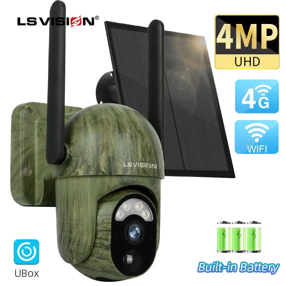 LS VISION 4MP 4G Solar Security Camera – Wireless Outdoor CCTV with 2-Way Talk and Night Vision