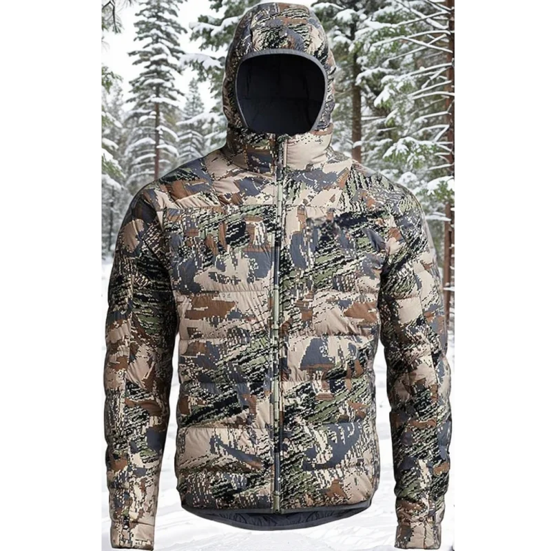 AINFAD Men's Kelvin Light Down Jacket - Winter Camouflage Fishing & Hunting Suit with WINDSTOPPER Technology