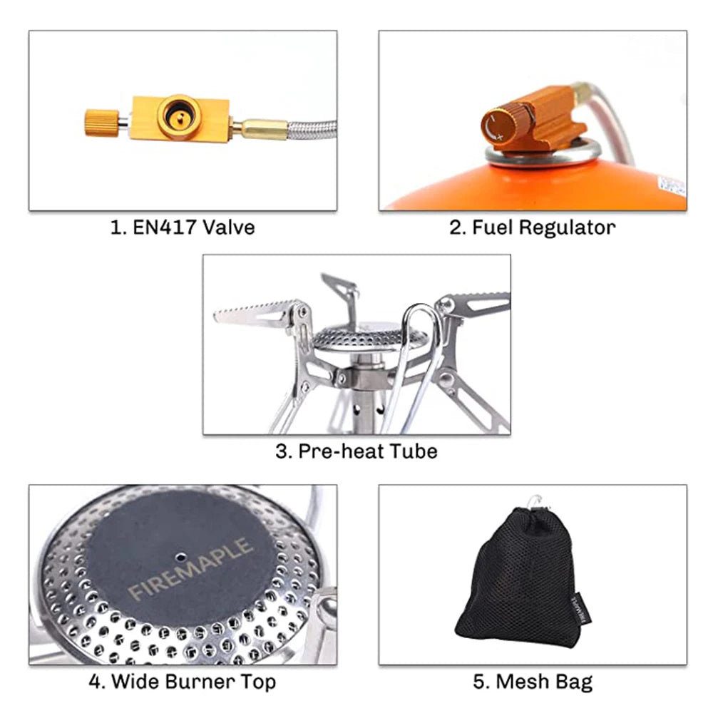 FIRE MAPLE FMS-118 Volcano Remote Gas Stove - 2800W High-Altitude Burner for NZ Alpine Hunting