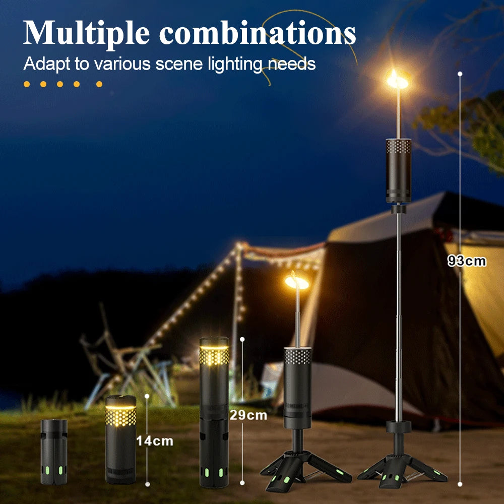 NEWSTYLE Telescopic LED Camping Lantern - Rechargeable Tripod Light with Flashlight Function