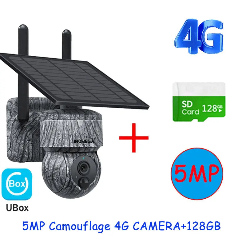 INQMEGA 5MP 4MP Solar PTZ Security Camera – Wireless 4G WiFi CCTV with Two-Way Audio
