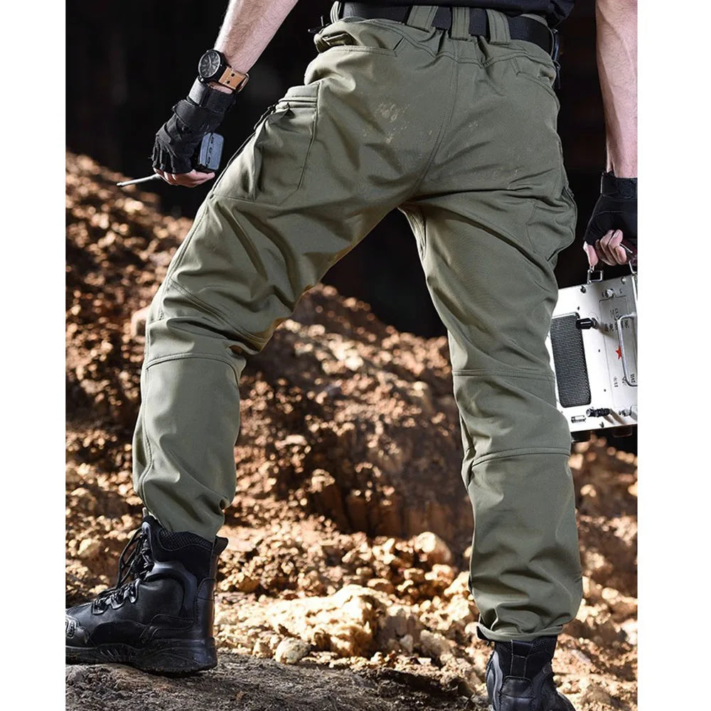 VIKTACTICAL Winter Softshell Thermal Hiking Pants - Fleece-Lined Waterproof Tactical Cargo Trousers