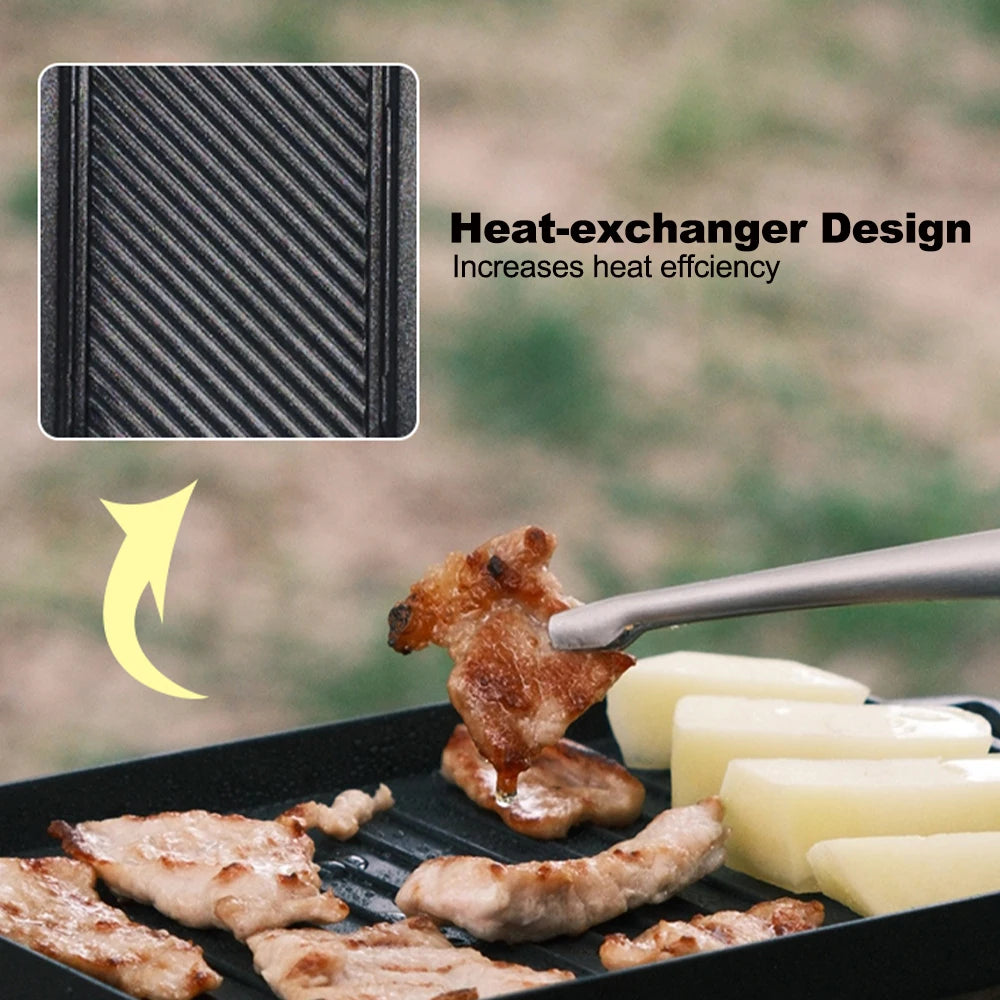 FIRE MAPLE Mini Grill Plate Set – Non-Stick, Heat-Resistant BBQ Pan for Outdoor Cooking