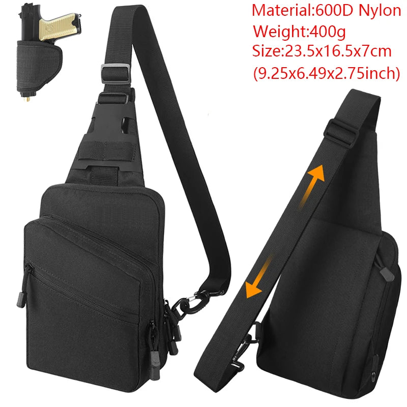 AIRSSON Men Casual Chest Bag – Universal Pistol Holster EDC Pouch for Hunting & Outdoor Sports