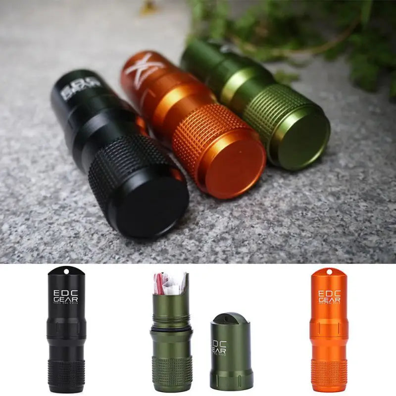Waterproof Capsule EDC Storage Box – Survival Match & Pill Container
