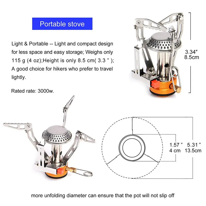 WIDESEA Foldable One-Piece Gas Stove – Portable Butane Camping Burner