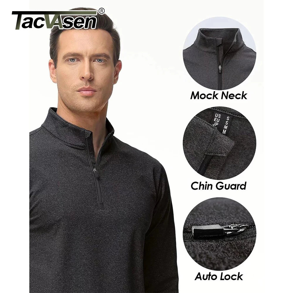 TACVASEN Men's 1/4 Zip Thermal Sports Sweater - Breathable Athletic Pullover for Gym & Outdoor Activities