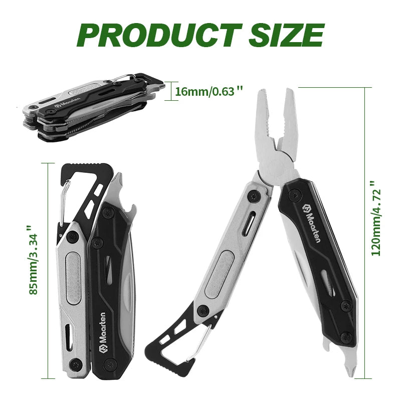 MAARTEN 9-in-1 Stainless Steel Multitool with Self-Locking Pliers