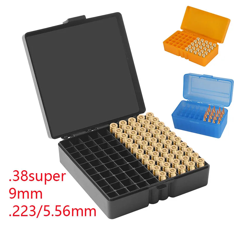 AIRSSON Bullet Box – 50/99 Round Ammo Storage Case for 9mm, .223/5.56mm, 7.62x39mm