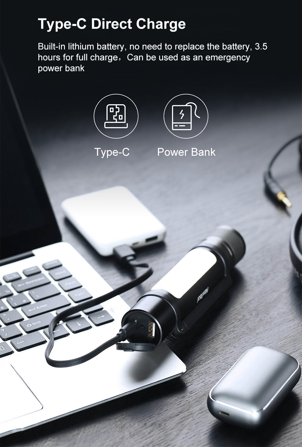 NEXTOOL 6-in-1 Zoom Flashlight 1000LM LED Rechargeable Torch