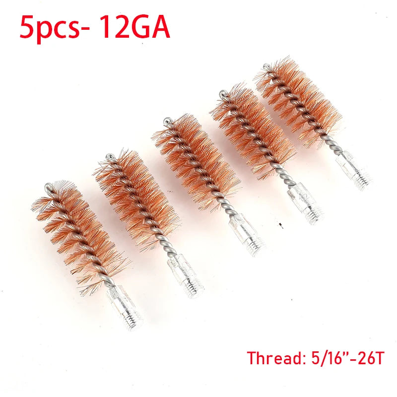 5Pcs Gun Cleaning Brush Head Kit – 9mm, 5.56mm, 7.62mm, .45Cal, .40Cal, 12GA Bronze Brushes
