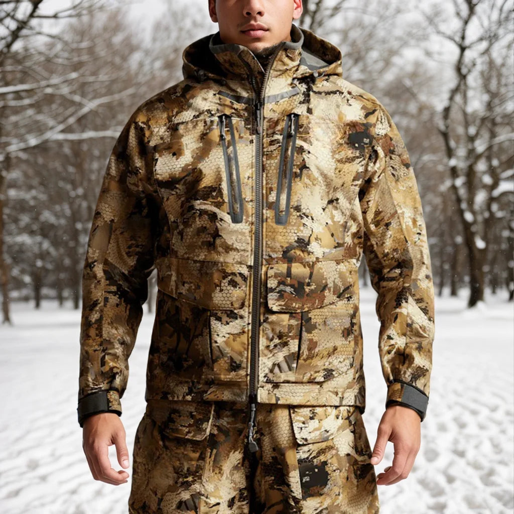 AINFAD Men's Hudson Waterproof Insulated Hunting Jacket - Winter Camouflage Coat with Stretch Technology
