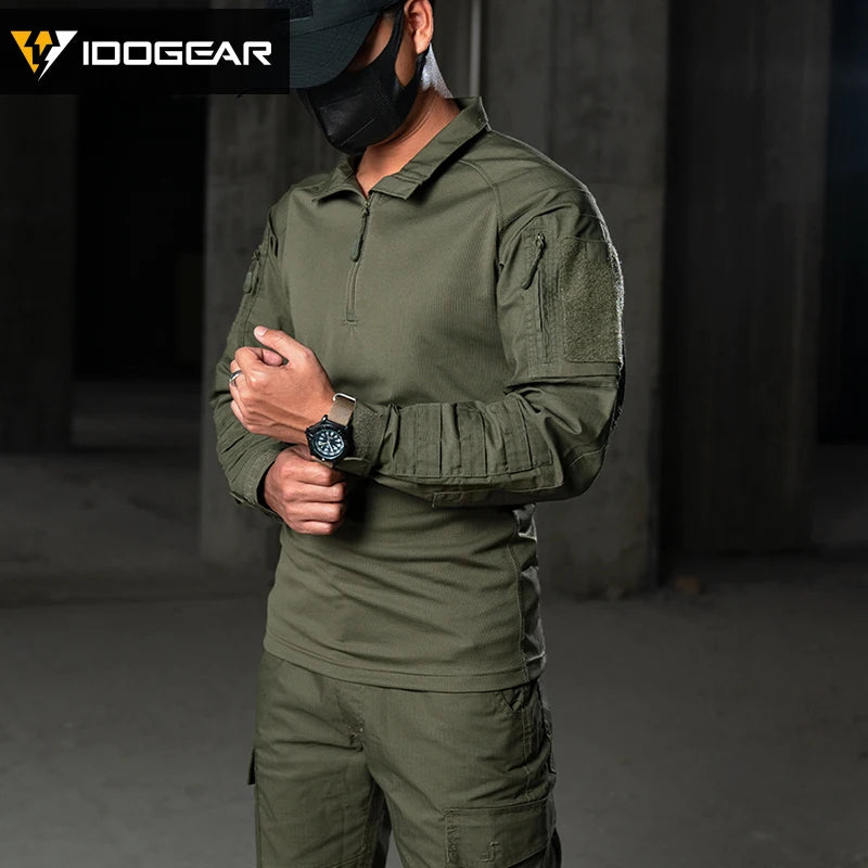 IDOGEAR UFS Tactical Shirt – Breathable Combat BDU with Elbow Pads