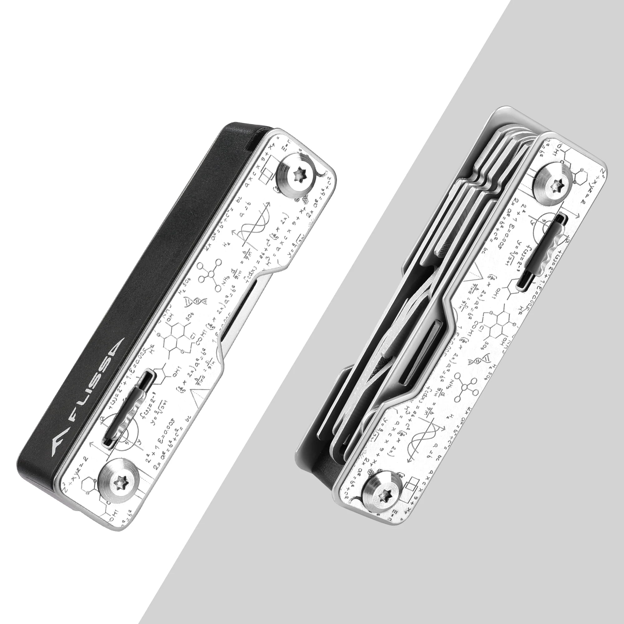 FLISSA 9-in-1 Stainless Steel Folding Multitool Knife Compact Pocket Tool for Camping