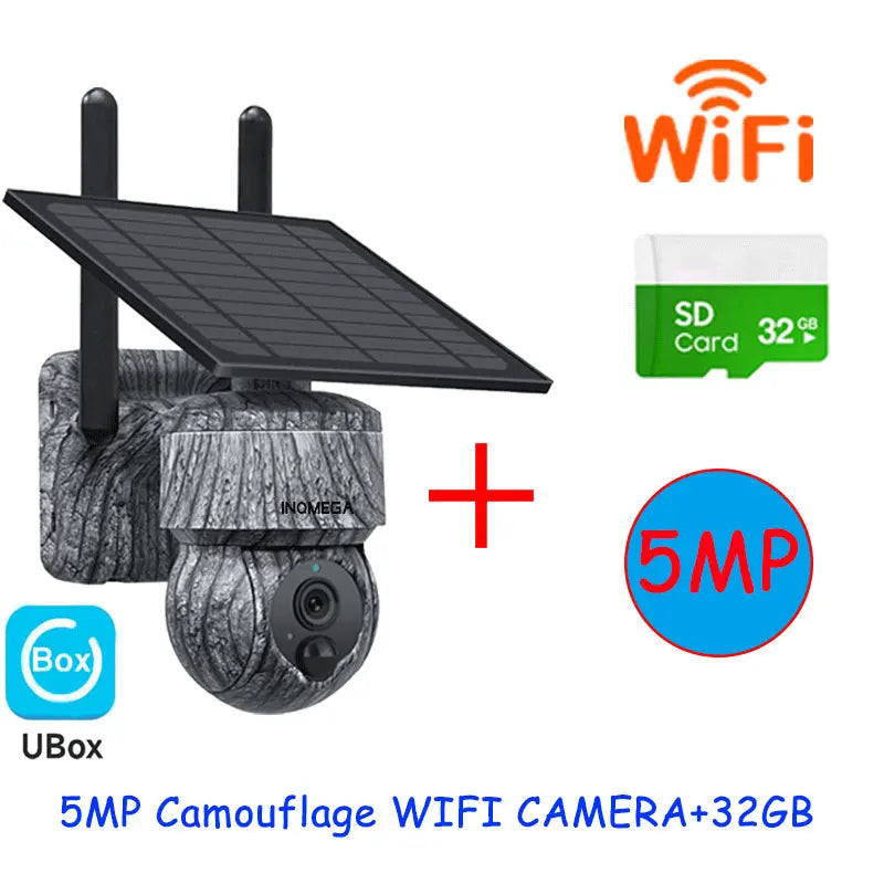 INQMEGA 5MP 4MP Solar PTZ Security Camera – Wireless 4G WiFi CCTV with Two-Way Audio