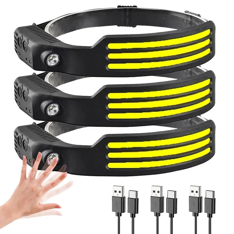KDULIT COB LED Sensor Headlamp – USB Rechargeable 1200mAh 5-Mode Waterproof Flashlight