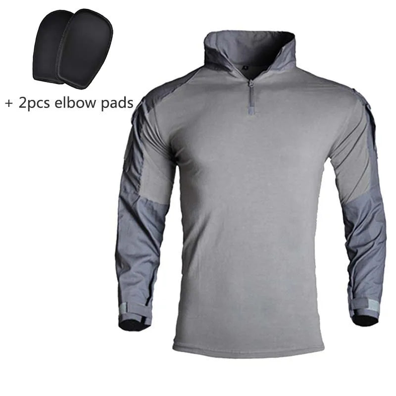HAN WILD Combat Uniform +Pads Safari Tactical Pants Sport Climbing Uniform Camo Shirt Combat Shirts Hunting Clothes Men Camping