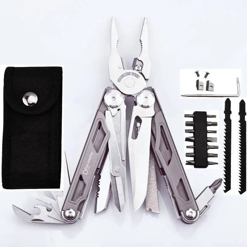 DAICAMPING DL30 Multitool with Folding Knife, Scissors, Pliers, and Survival Gear for Outdoors