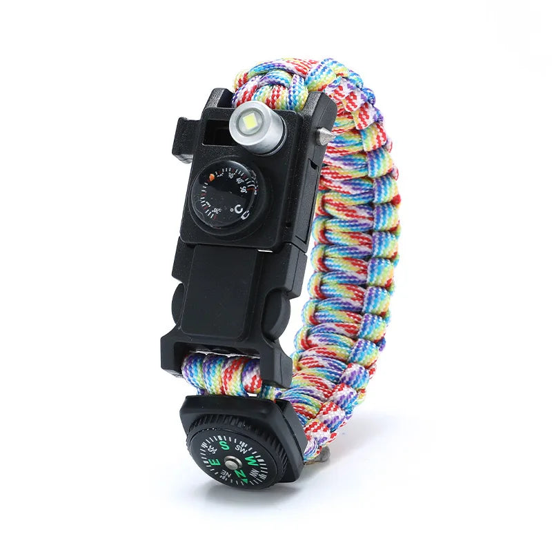 Waterproof Multi-function Outdoor First Aid Kit – Paracord Bracelet with Compass & LED Light