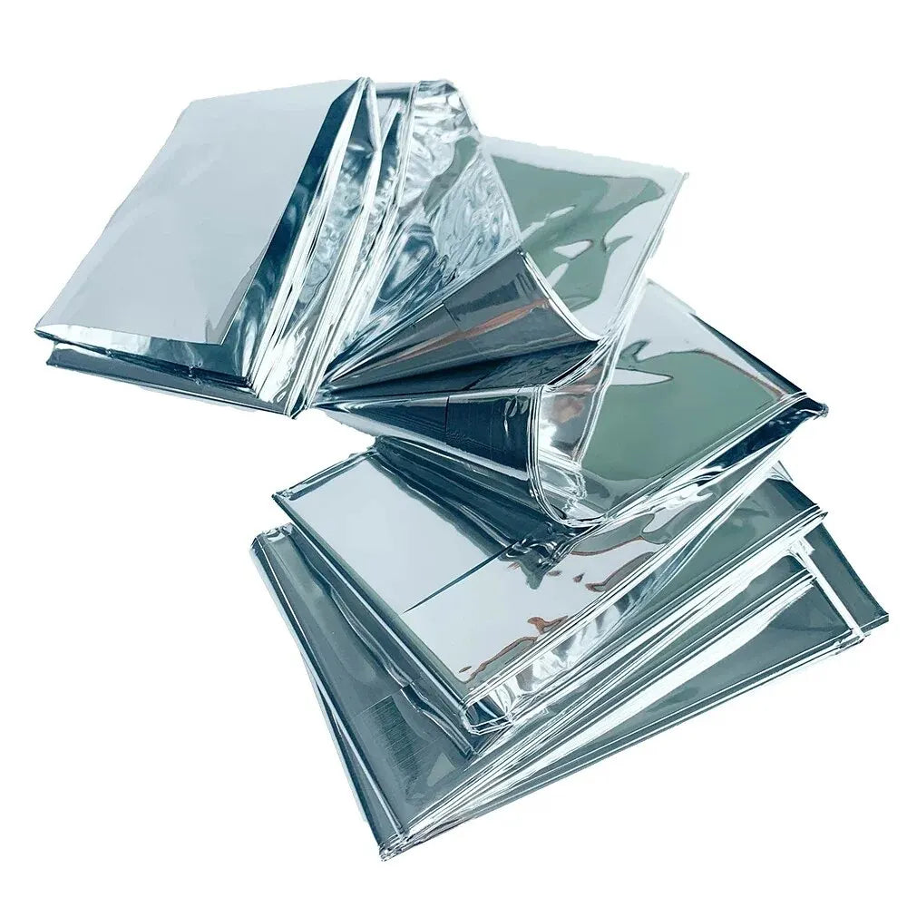 RHINO RESCUE Emergency Mylar Thermal Blanket 1.6 x 2.1m – 10-Pack for Outdoor Survival