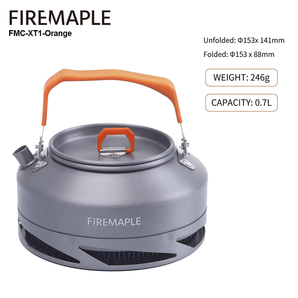 FIRE MAPLE Hiking Teapot – Lightweight Heat Exchanger Camping Kettle (0.8L/1.3L) with Filter