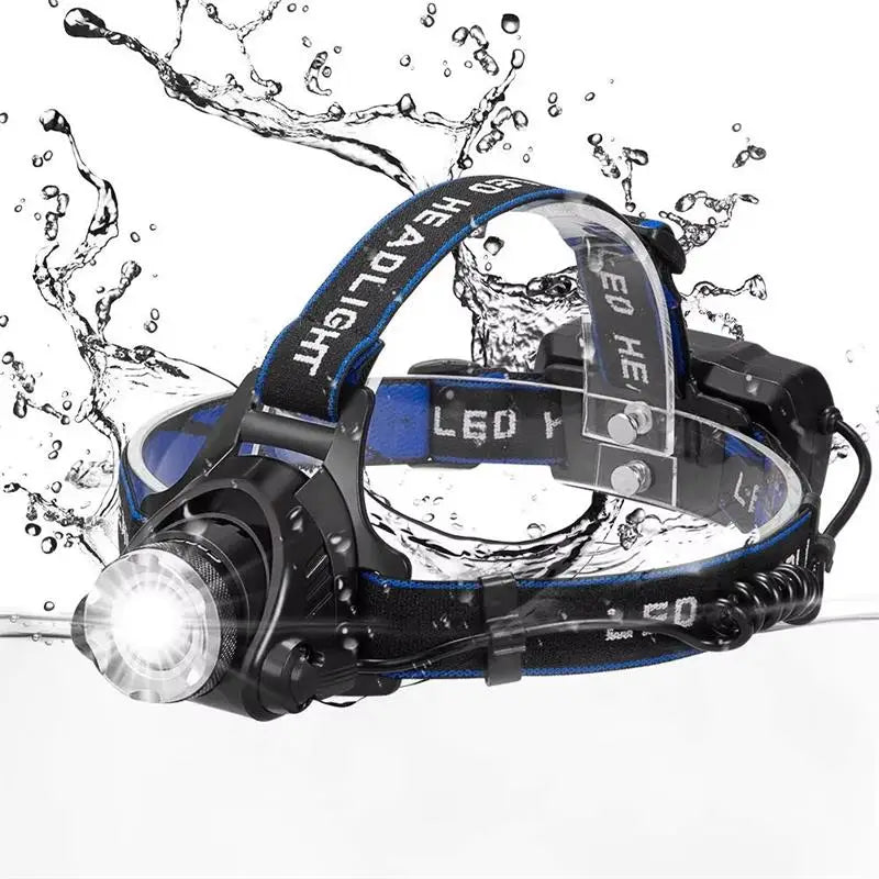 Rechargeable LED Headlamp – Super Bright, Zoomable Fishing & Camping Headlight, Telescopic Zoom