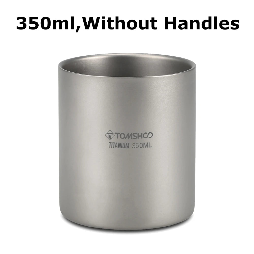 TOMSHOO Double-Wall Titanium Cup – Insulated Water & Coffee Mug for Camping & Home