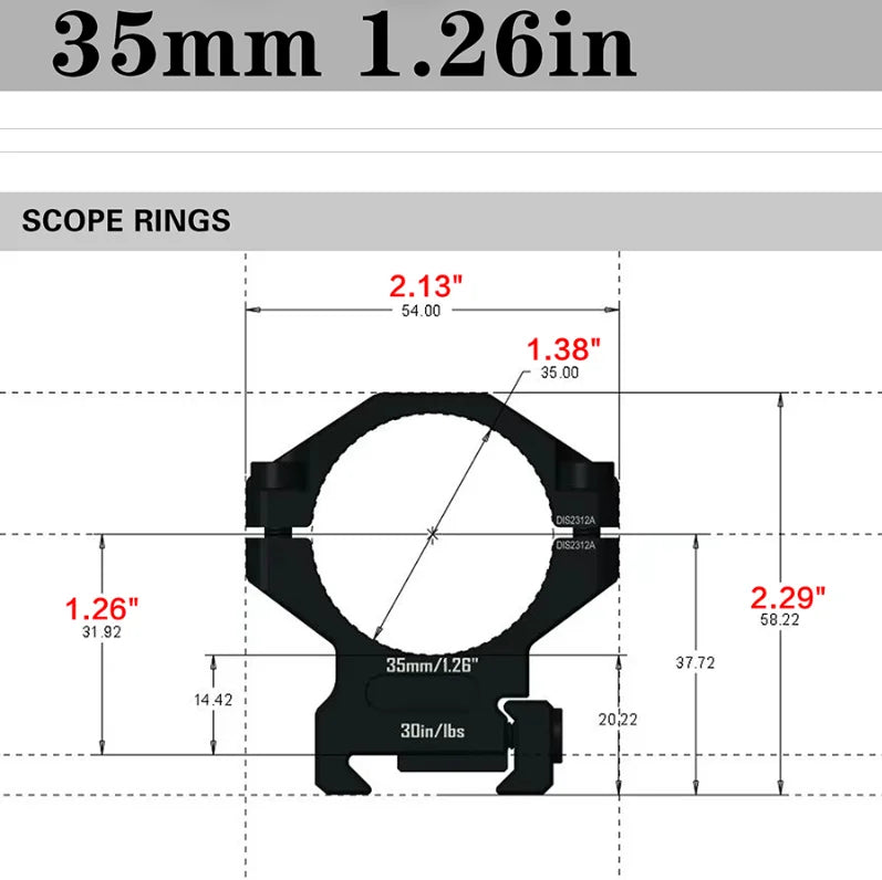 DISCOVERYOPT 7075 Series Aluminium Scope Rings - Medium Profile 34mm Mount for Picatinny Rail