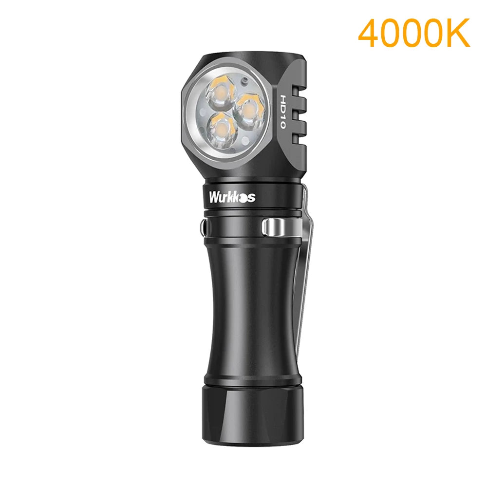 WURKKOS HD10 1200 Lumen USB-C Rechargeable Headlamp with RGB and Anduril 2.0
