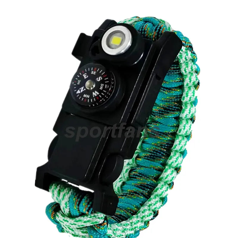 SPORTFANS Waterproof LED Paracord Bracelet – Emergency Survival Cord for Outdoor Adventures