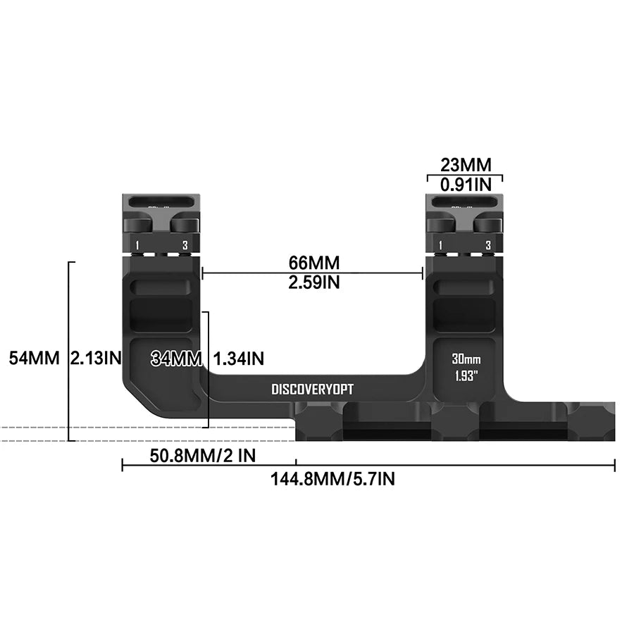 DISCOVERYOPT Precision One-Piece Scope Mount - 30mm/34mm Rigid Picatinny Rings with Height Options