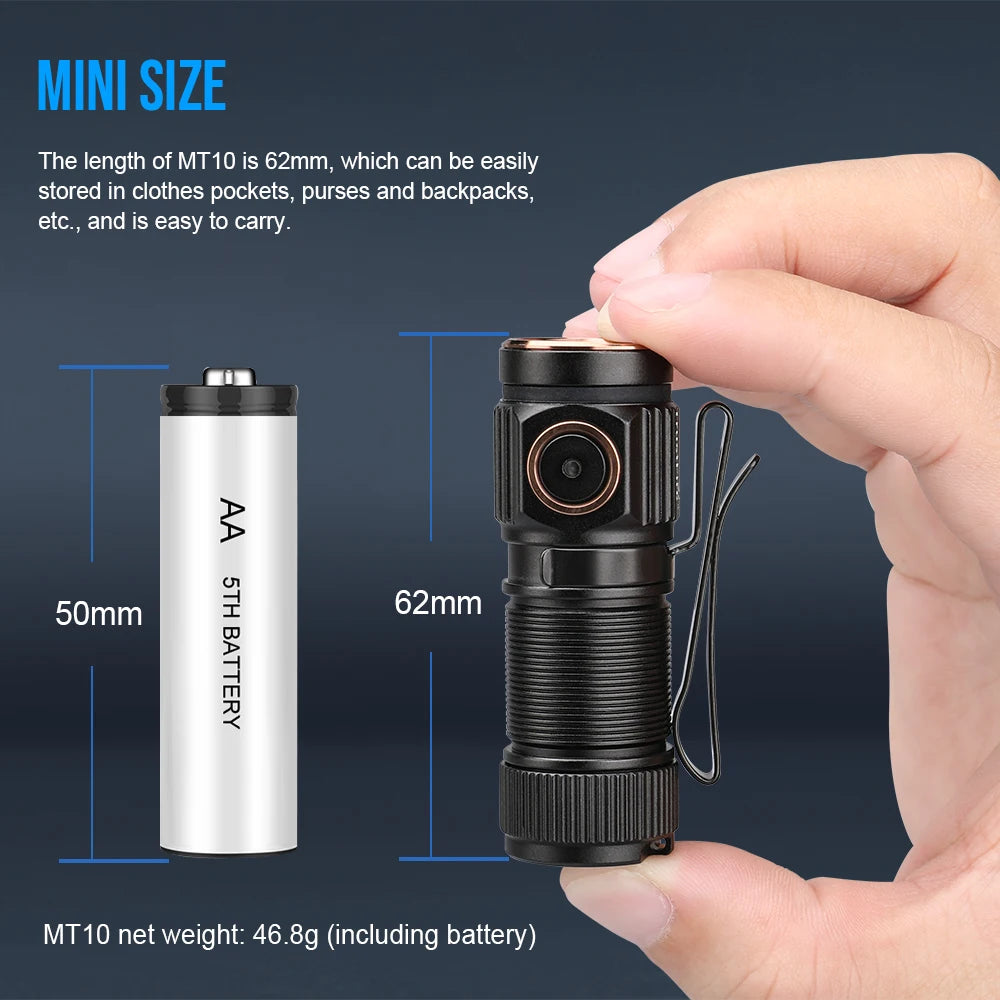 TRUSTFIRE MT10 Mini EDC Flashlight – 1000 Lumens, USB-C Rechargeable, Magnetic Tail, IP68