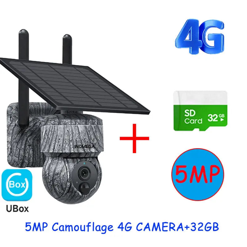 INQMEGA 5MP 4MP Solar PTZ Security Camera – Wireless 4G WiFi CCTV with Two-Way Audio