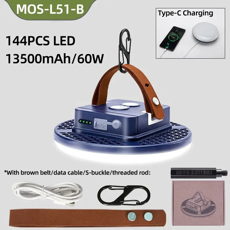 MOSLIGHTING Rechargeable Camping Lantern - 13500mAh Magnetic Tent Light with USB Charging