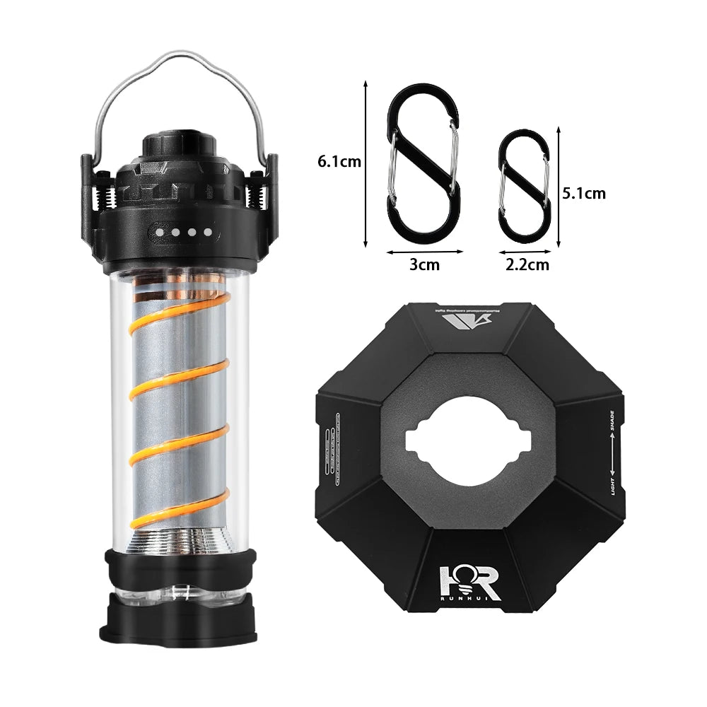 RUNHUI Outdoor LED Camping Light with Tripod – USB Rechargeable Lantern with 5 Modes