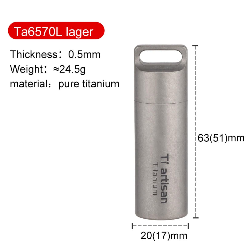 TIARTISAN Titanium Mini EDC Waterproof Pill Box for Outdoor and Home Use