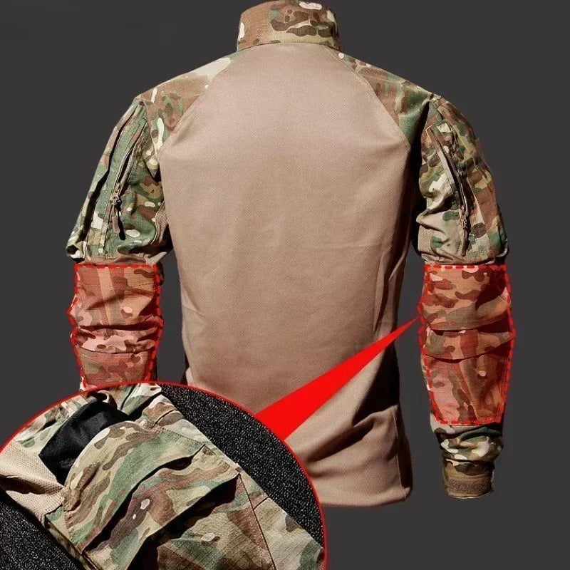 Men’s Outdoor Tactical Hunting Set – Waterproof Camo Sweatshirt & Cargo Pants, Durable, Pockets