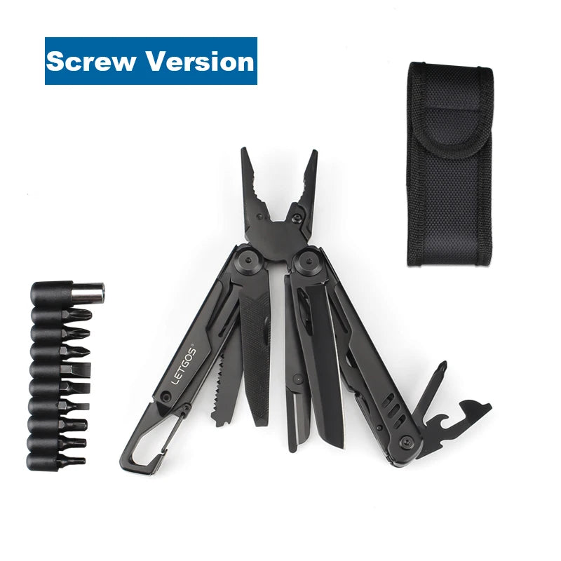 LETGOS 16-in-1 Camping Multi-Tool with Folding Pliers, Wire Stripper, and Portable Design