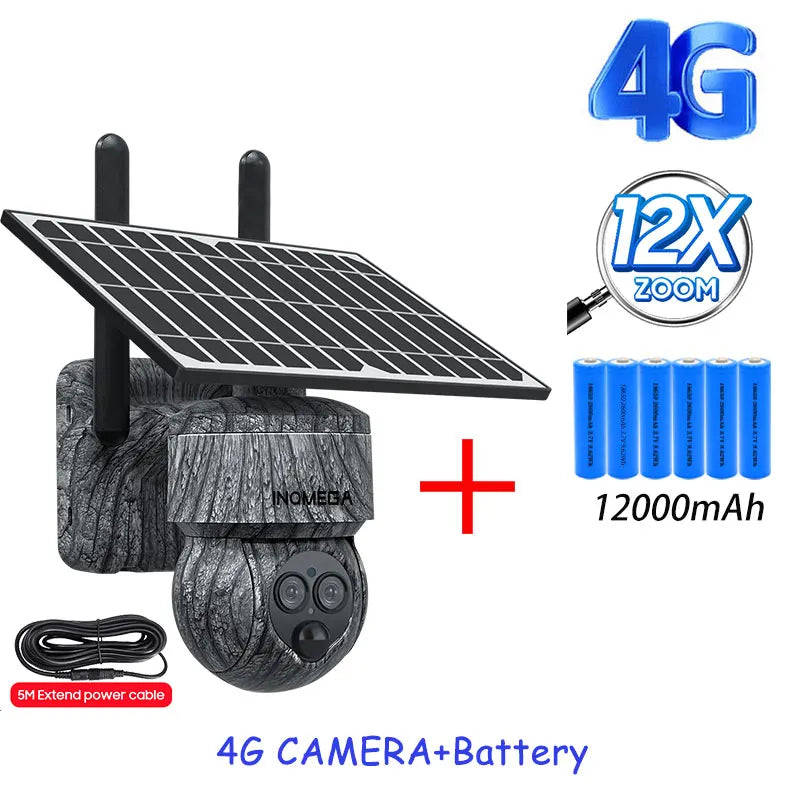 INQMEGA 8MP Solar Security Camera – 4G SIM/WiFi Outdoor CCTV with Human Detection